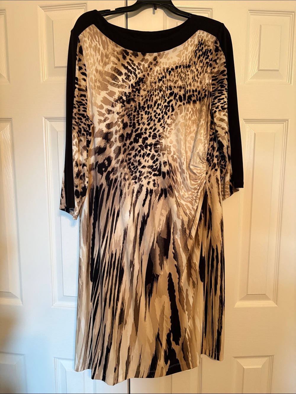 Chico's Neutral Animal-Print Shift Dress in Black and Tan
